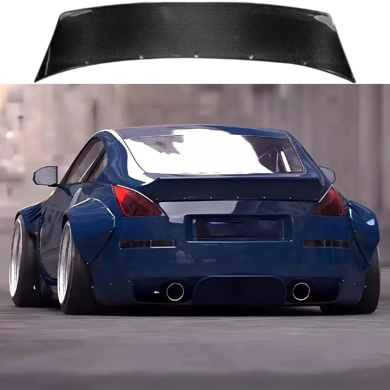 For 2003-2008 Nissan 350Z Fairlady Z34 | Rocket Bunny Style Duckbill Rear Trunk Lid Wing Spoiler (ABS Plastic - Matte Black)