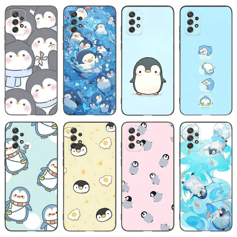 

Cartoon Penguin Kawaii Phone Case For Samsung Galaxy A 91,80,73,72,53,52,51,22,5G,Plus,J,Note Soft Black Cover
