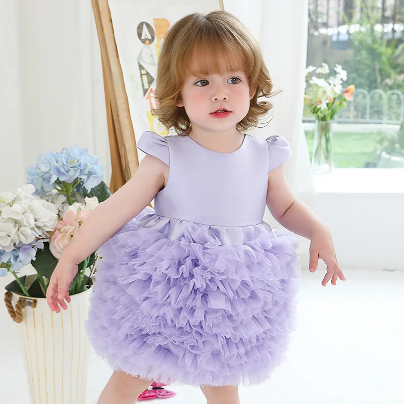 

Little Girl Princess Dress Baby First Birthday Party Tutu Skirt Flower Girl Dress Kidsren's Festival Performance Costume