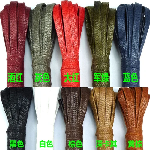 Waxed shoelace flat width 0.7cm leather casual high top  outdoor rope