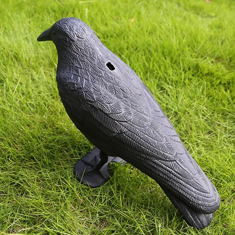 Black Plastic Crow Garden Bird Deter Scarer Scarecrow Mice Pest Control Deterrent Repeller Decor For Bird Control Hunting Decoys