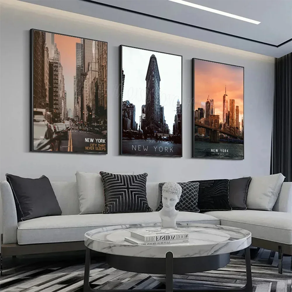 Modern New York City Manhattan Night View Lanscape Art Poste Poster HD Posters Home Room Bar Cafe Decor Art Wall Painting