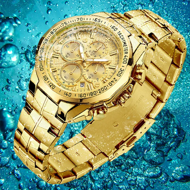 Relogio Masculino WWOOR Mens Watches 2024 Top Brand Luxury Wrist Watches For Men Gold Big Golden Male Chronograph Wristwatch Man