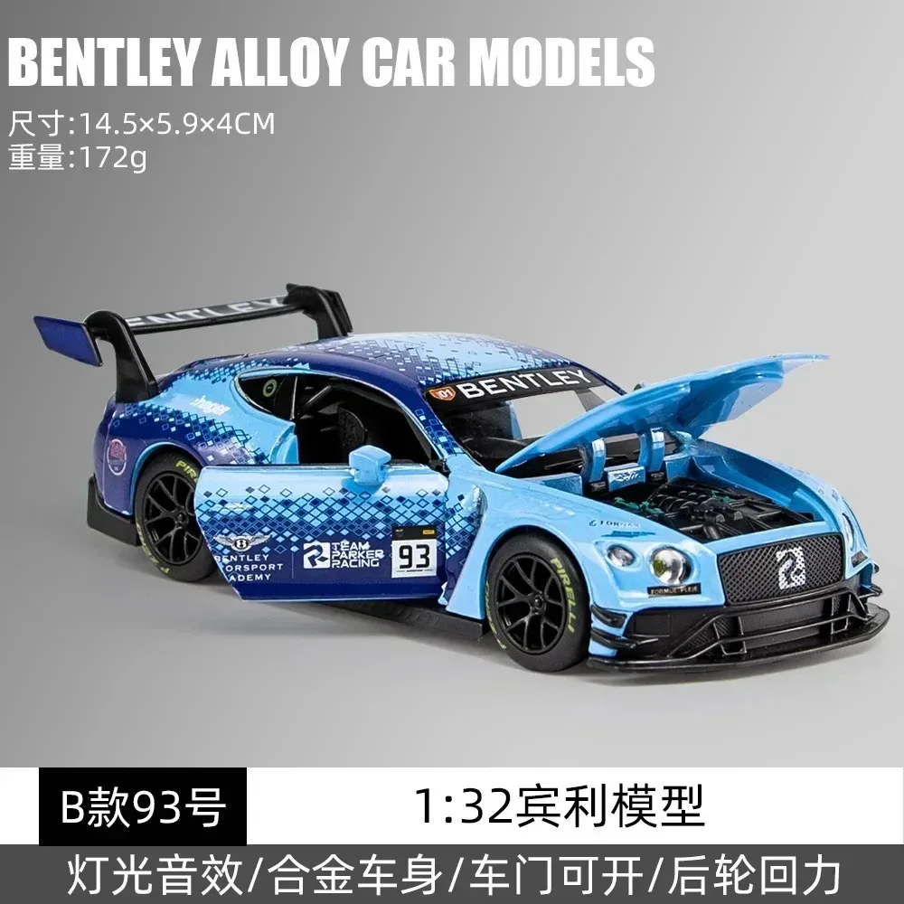 1:32 بنتلي كونتيننتال GT3 سيارة رياضية دييكاست سبيكة معدنية نموذج سيارة ضوء الصوت التراجع جمع الاطفال لعبة الهدايا A113
