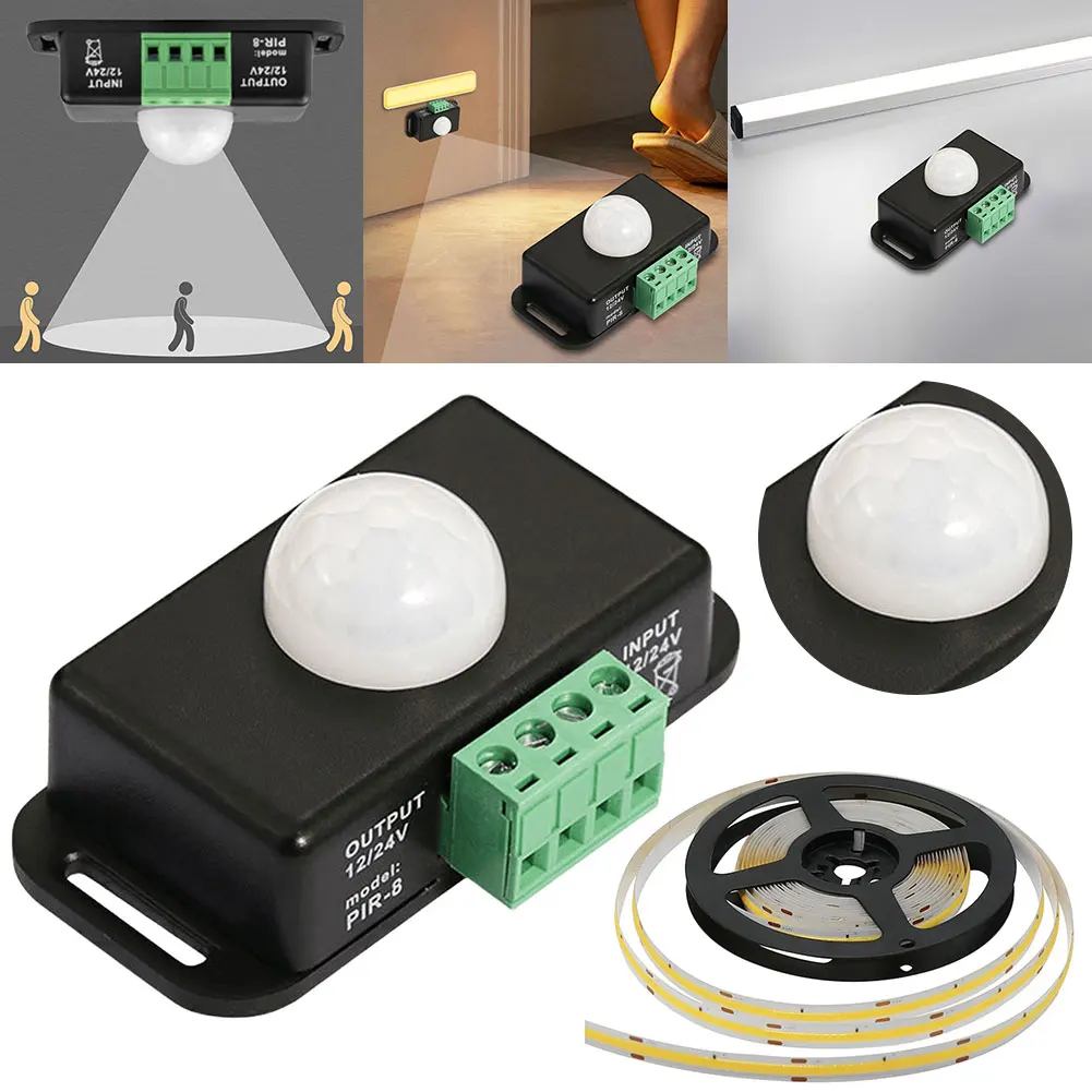 DC 12V 24V 6A IR Infrared Detector Light Switch Module Automatic Adjust PIR Motion Sensor Light Switch for LED Strip Light