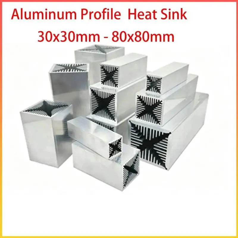 1pcs 6063 Aluminum Profile High-Power Air-Cooled Heat Sink 30*30mm 40*40mm 50*50mm 60*60mm 70*70mm 80*80mm Wind Tunnel Radiator