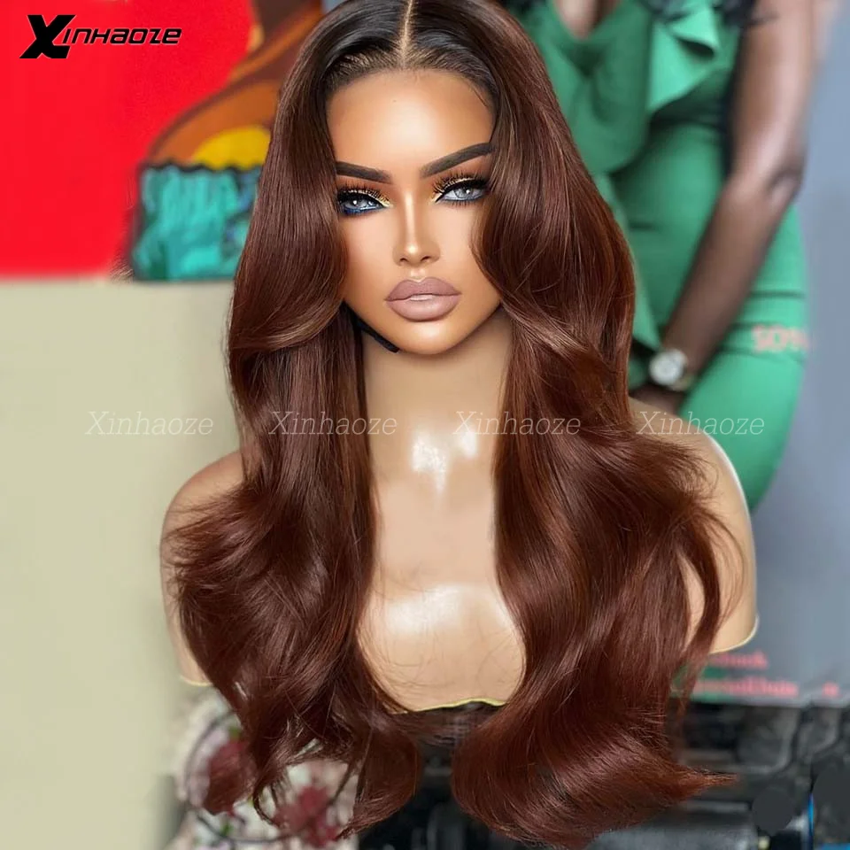 Brazilian Ombre Rust Brown Natural Wave 13x6/360 Lace Front Human Hair Wigs Dark Brown 13x4 Silk Base Lace Frontal Wig