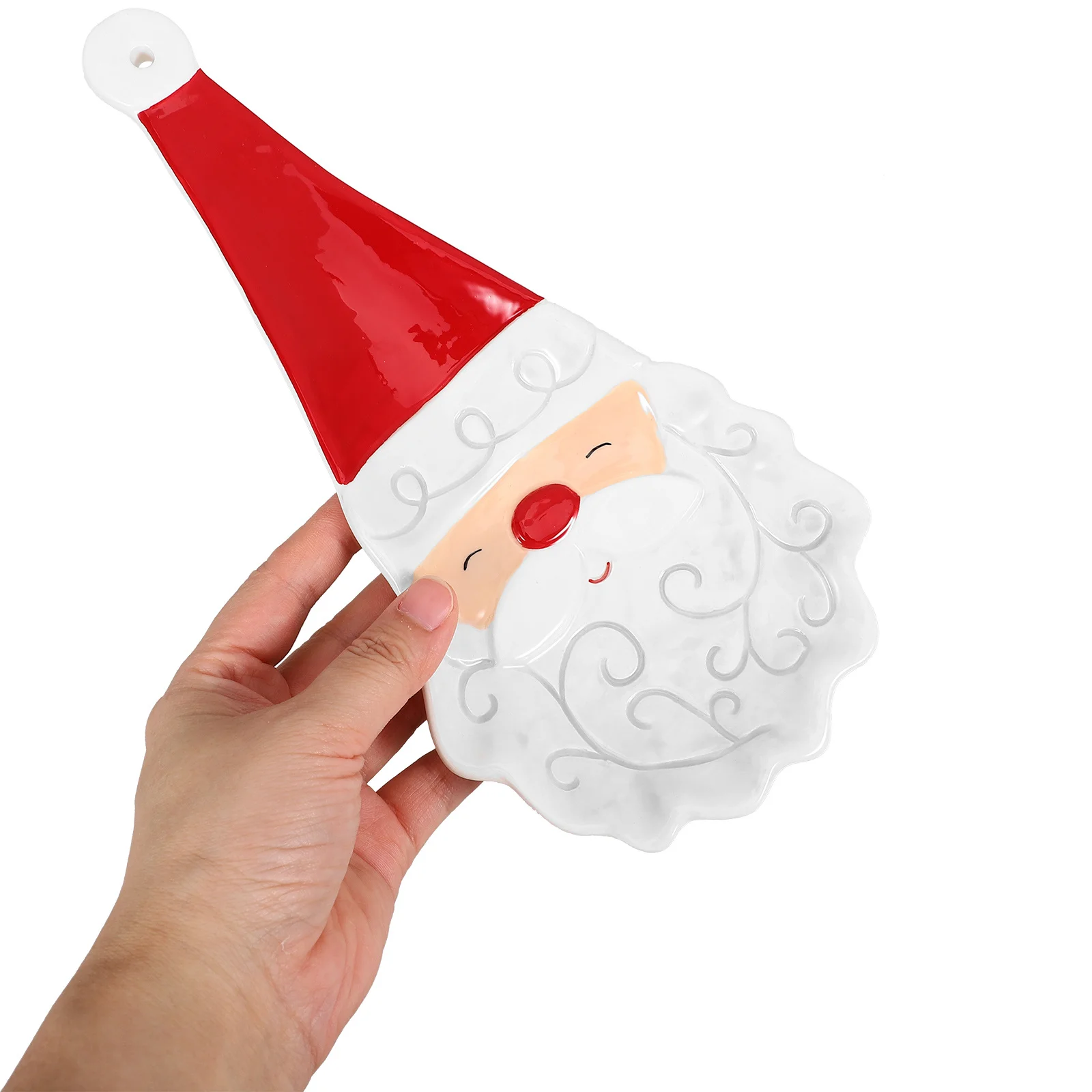 

Delicate Ceramic Spoon Rest Santa Claus Design Christmas Practical Smooth Surface Home Dining Table Decoration
