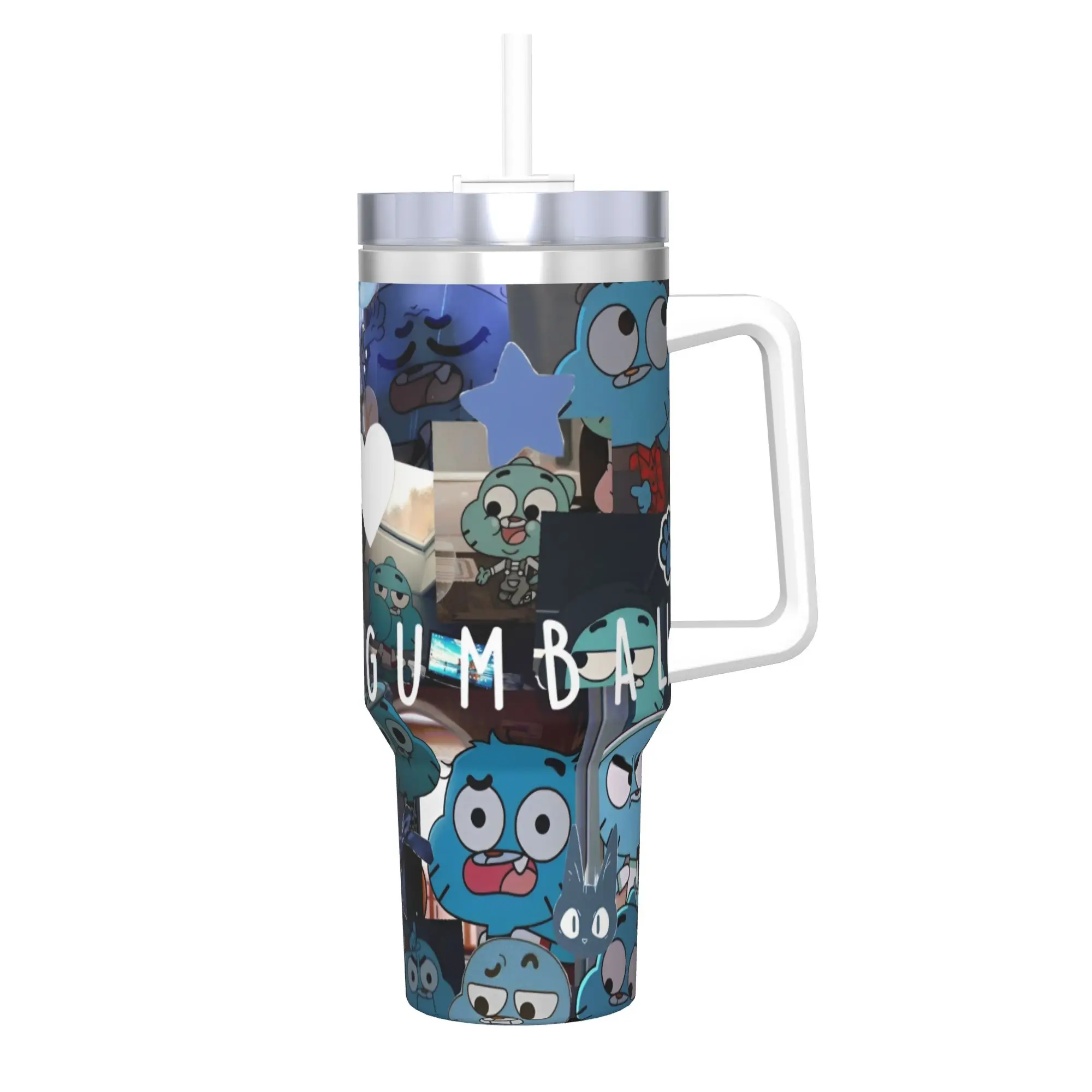 

Стакан The Amazing World of Gumballs, 40 унций, кружка из нержавеющей стали с двойными стенками и вакуумной изоляцией, с соломой