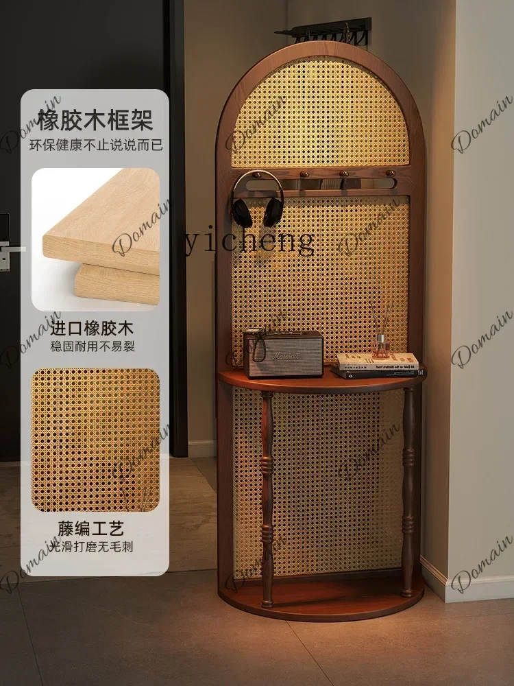 NWU DSA  medieval solid wood rattan screen partition household living room entrance porch shielding shelf multi-function D