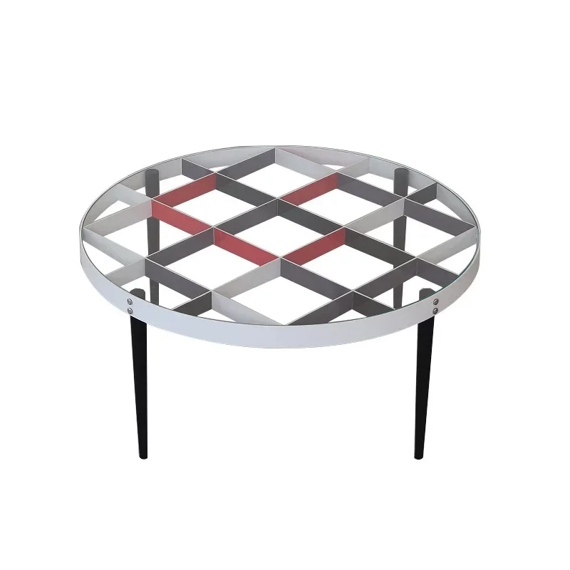 Italian light luxury round niche designer tempered glass coffee table