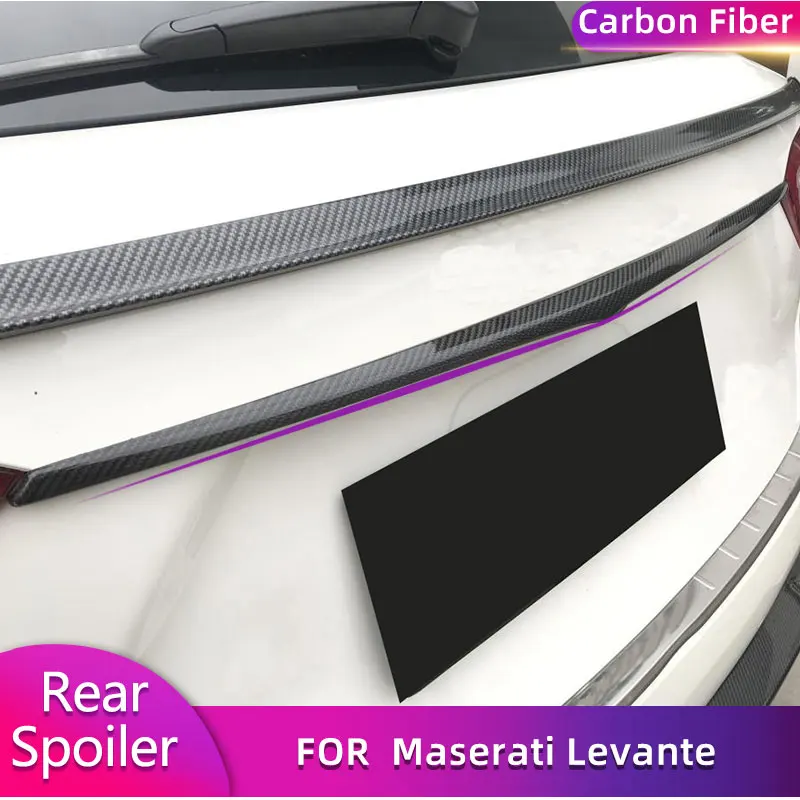 Carbon Fiber Rear Trunk Spoiler Wings for Maserati Levante Sport Utility 4-Door 2016-2020 Car Rear Spoiler Trunk Cover Trim