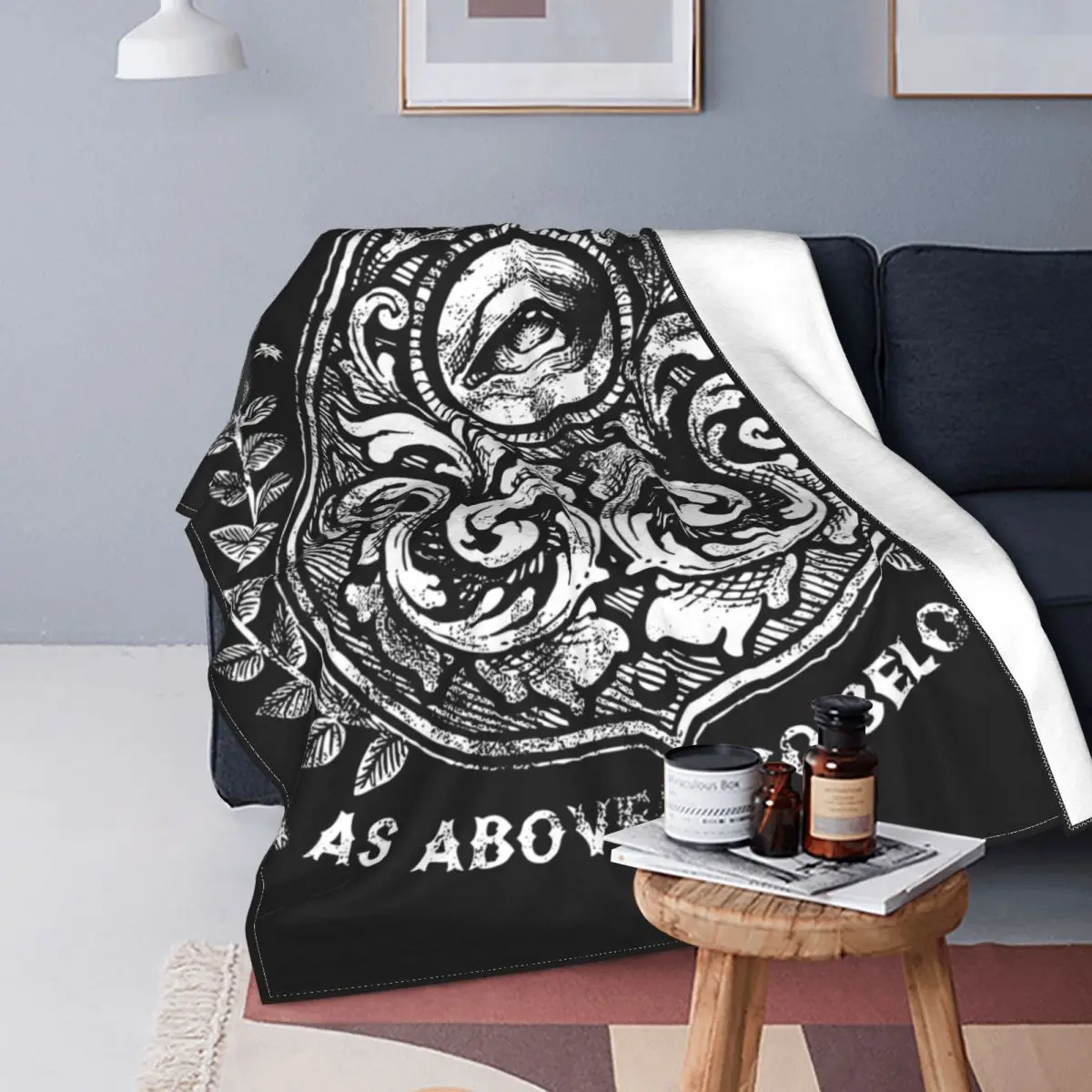 Ouija Board Demon Eye Blanket Cover Flannel Mystical Sun and Moon Soft Throw Blankets for Airplane Travel Bedspread