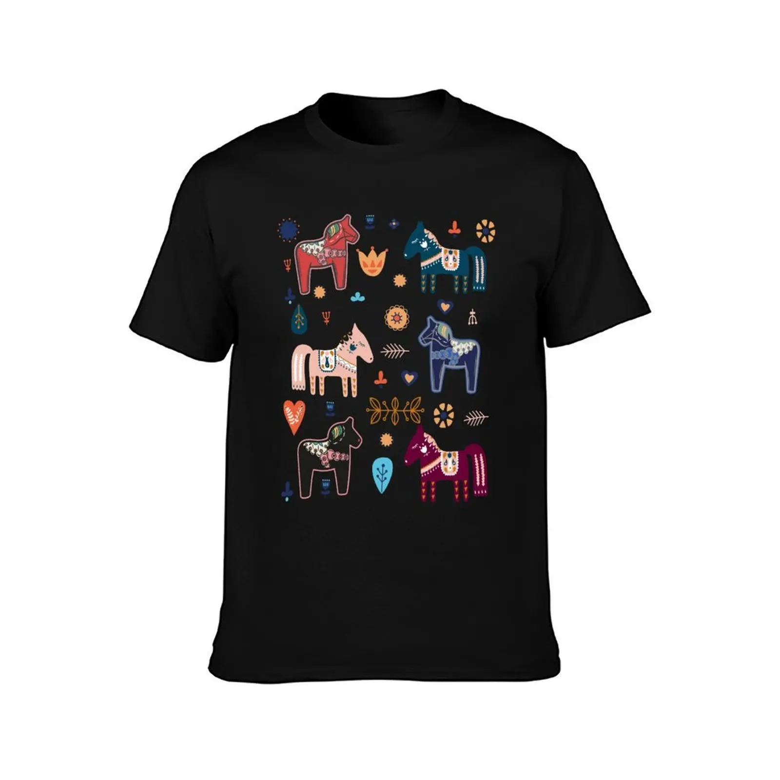Dala Horses Sweden Horse Swedish Colorful Dala T-Shirt Street Fashion Casual Tee Shirt