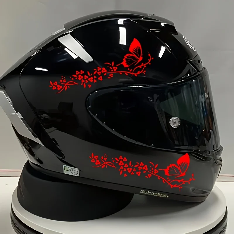 Set Stiker Sepeda Motor Bunga Kupu-kupu Stiker PVC Tahan Air untuk Kap Panel Samping Tangki Bahan Bakar Helm |   Mod Biker Bergaya