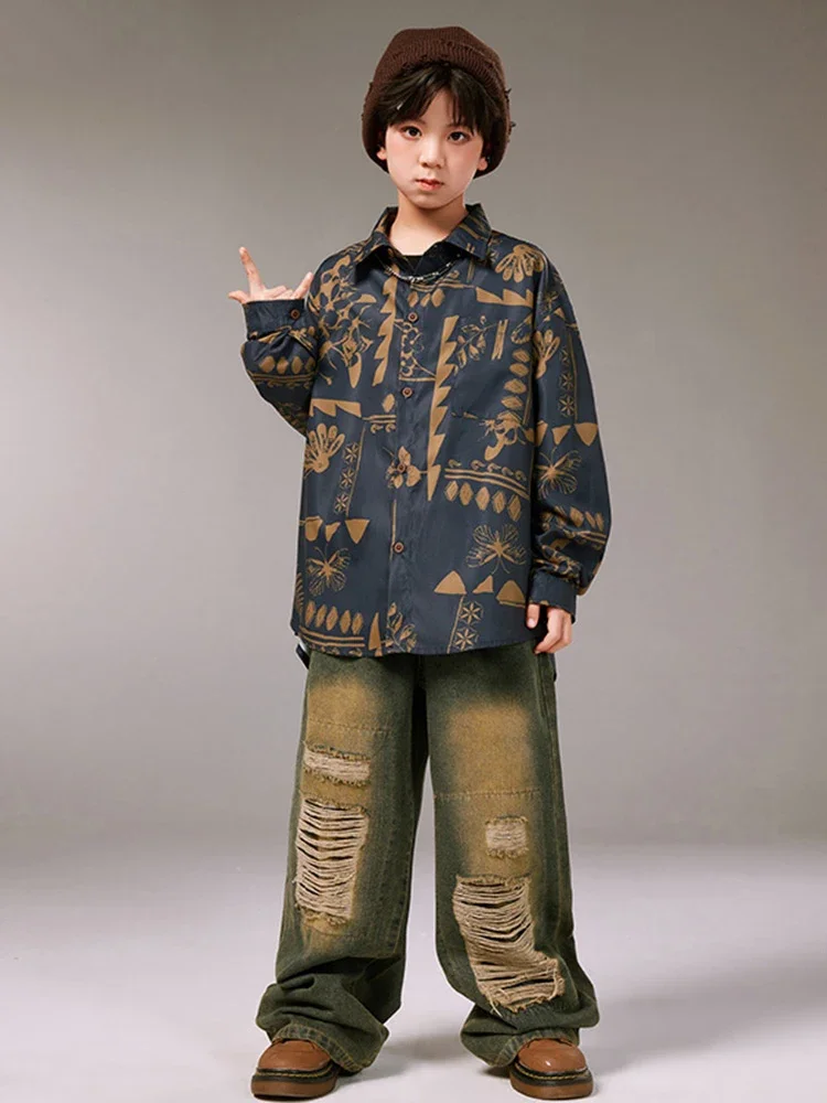 

Hip Hop Dance Costumes For Kids Loose Shirts Hiphop Pants Suit Girls Jazz Modern Dance Performance Stage Clothes
