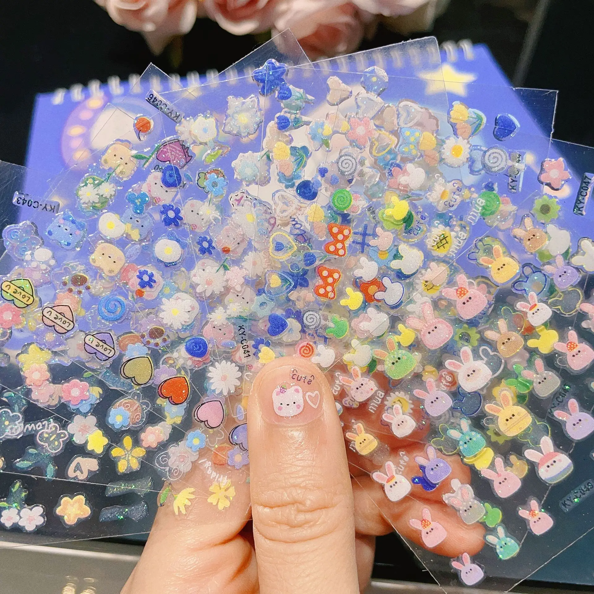 الأطفال الكرتون لطيف ملصقات الأظافر للماء ملصقات الأظافر الأرنب ملصقات الأظافر 30pcs\lot