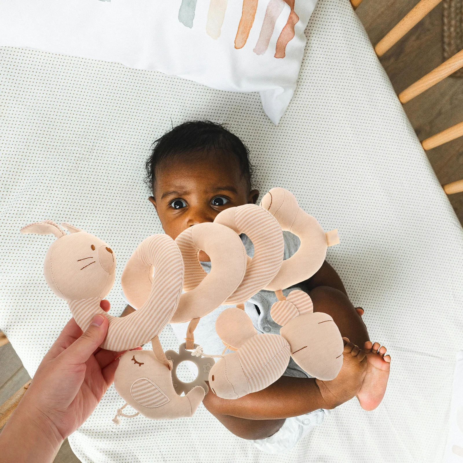 Poussette de berceau multifonctionnelle pour bébé, siège de voiture suspendu en spirale, en coton doux, éducation précoce, sons d'animaux, stimulent les sens cognitives