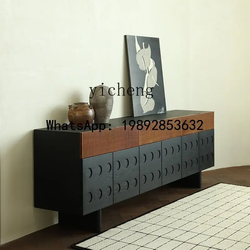 

G1 medieval solid wood TV cabinet French retro home floor-to-ceiling living room storage locker