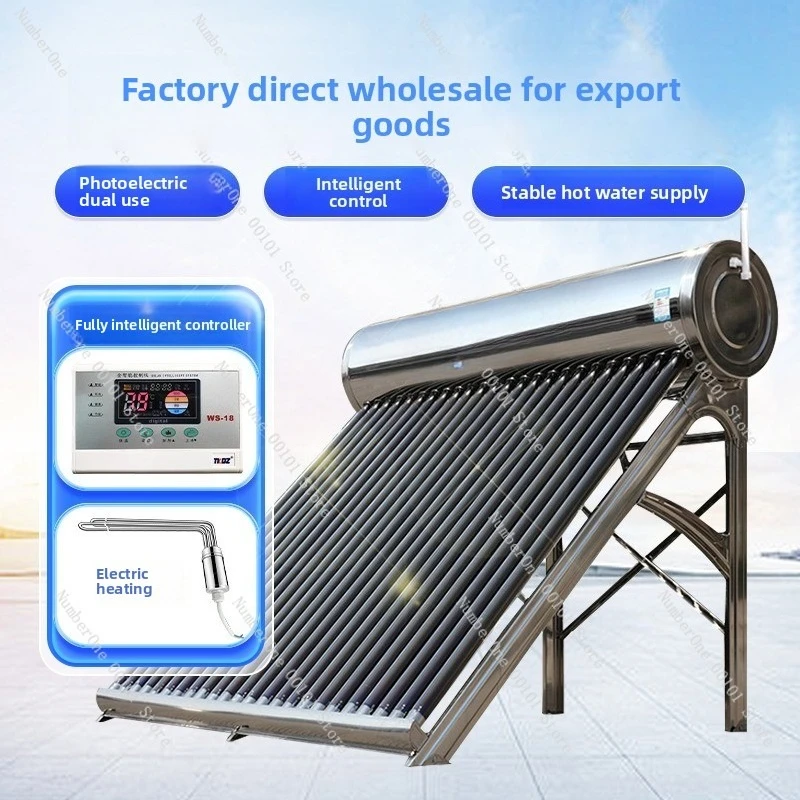 Photoelectric dual-purpose stainless steel vacuum tube solar water heater | integrated roof hot water tank