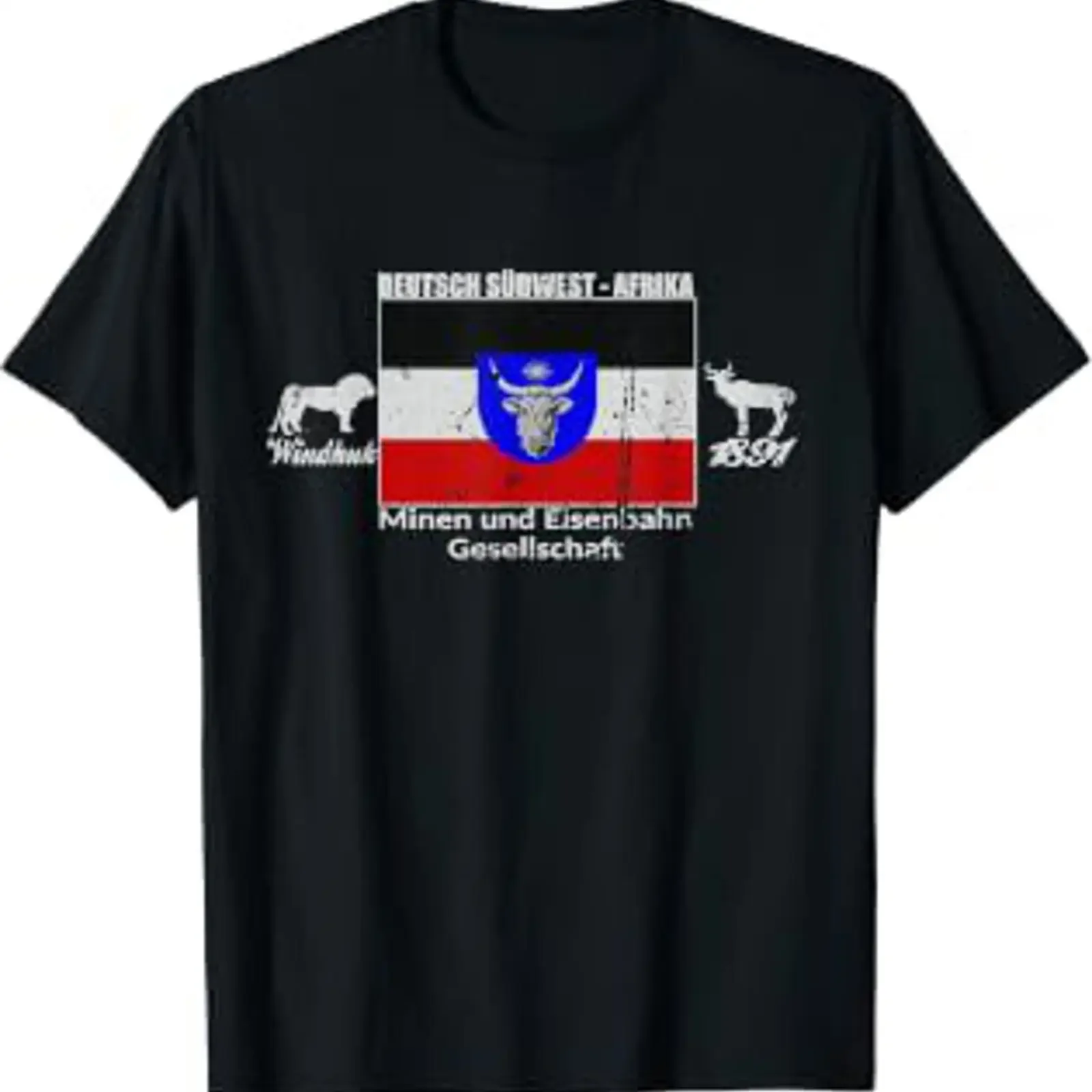 German South West Africa Flag Colony Railway Namibia T Shirt vintage Washed Stretched Unisex Top For Everyday Wear homme