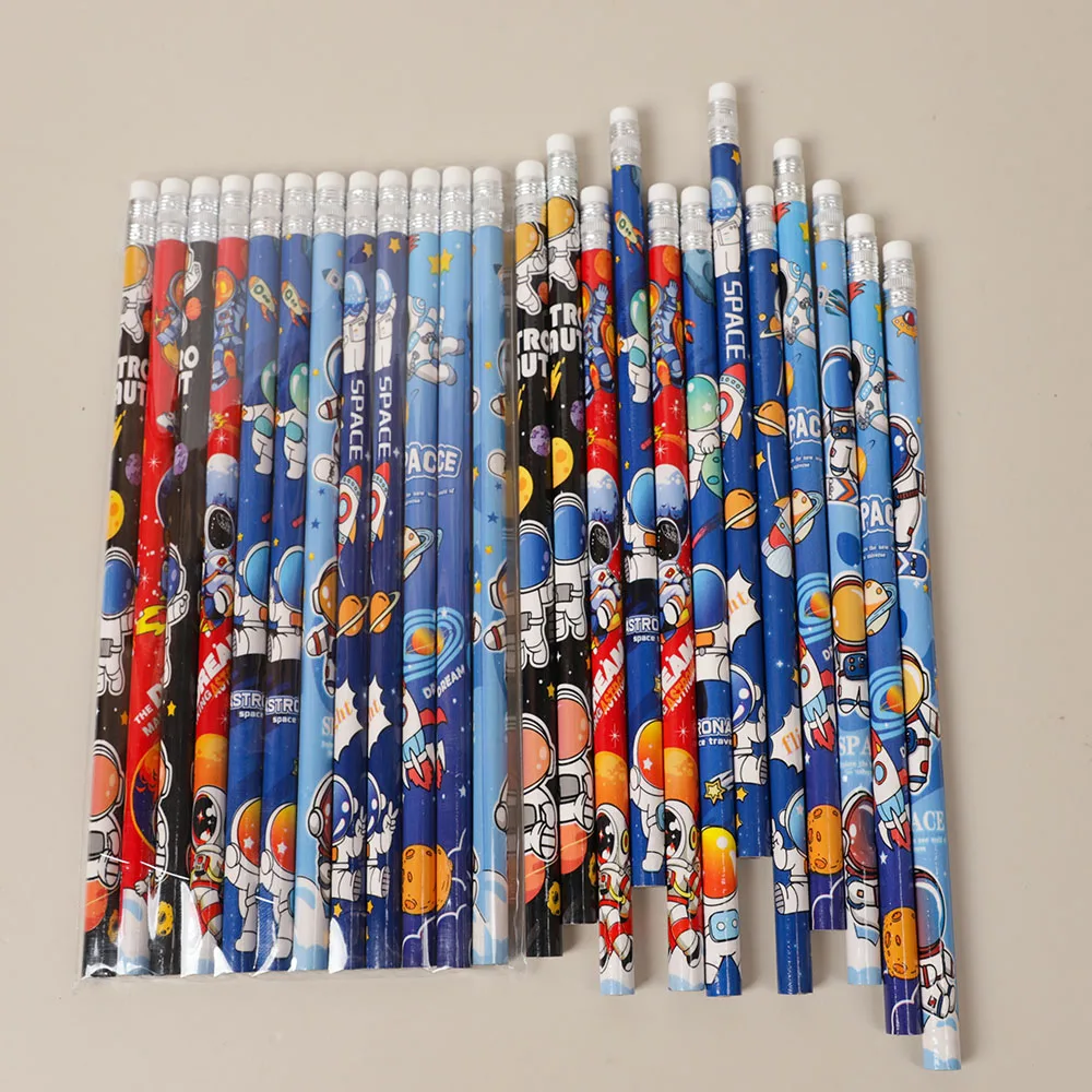 24Pcs Cute Outer Space Astronaut Theme HB Writing Painting Pencils for Kids Birthday Party Favors Stationery Gift Pinata Fillers