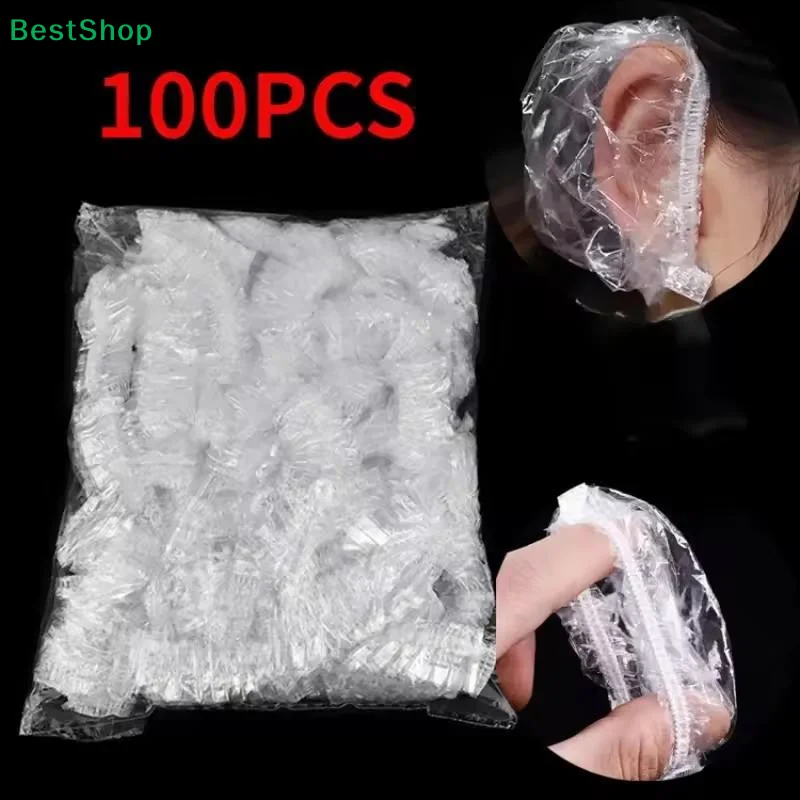 

♫100Pcs Disposable Hair Dye Earmuff Waterproof Ear Cover Baking Oil Wash Shower Bathing Barber Hairdressing Cleaning Accessories
