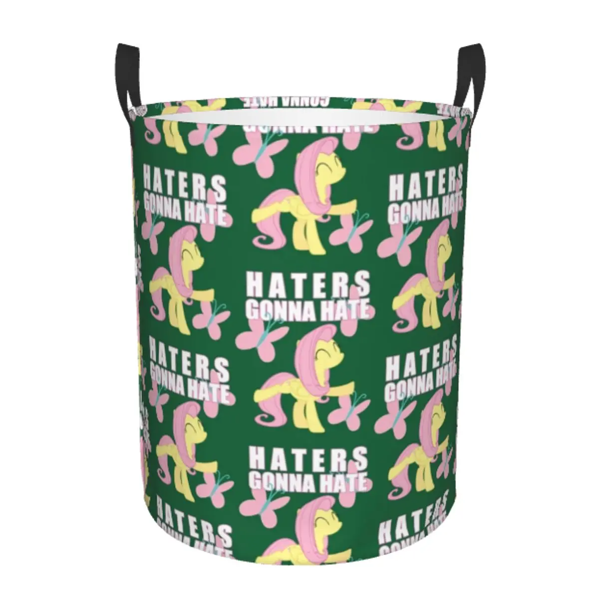 

Round Single-Layer Dirty Clothes Basket My Little Pony Space-Saving Laundry Hamper with Sturdy Handles for Easy Carrying