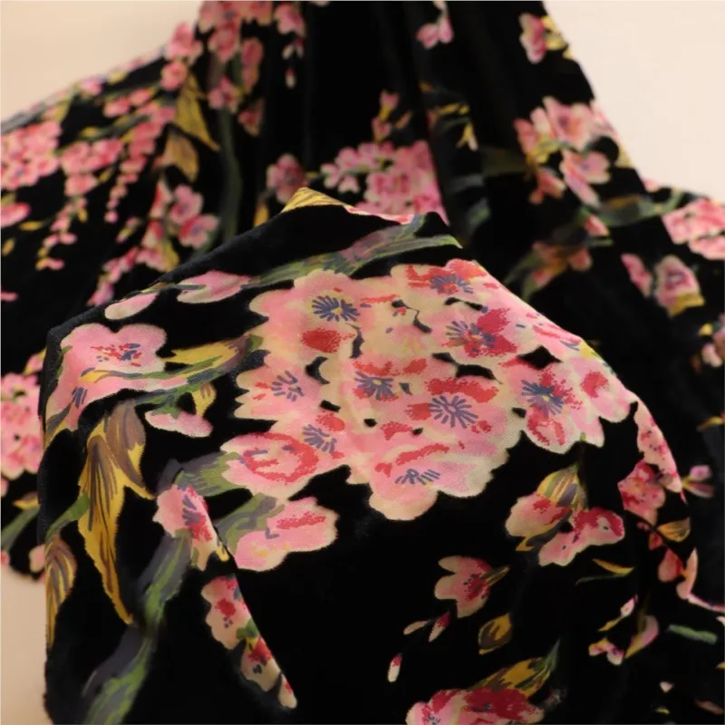 Woven brocade viscose printed mottled and burned velvet fabric sleeping dress cheongsam