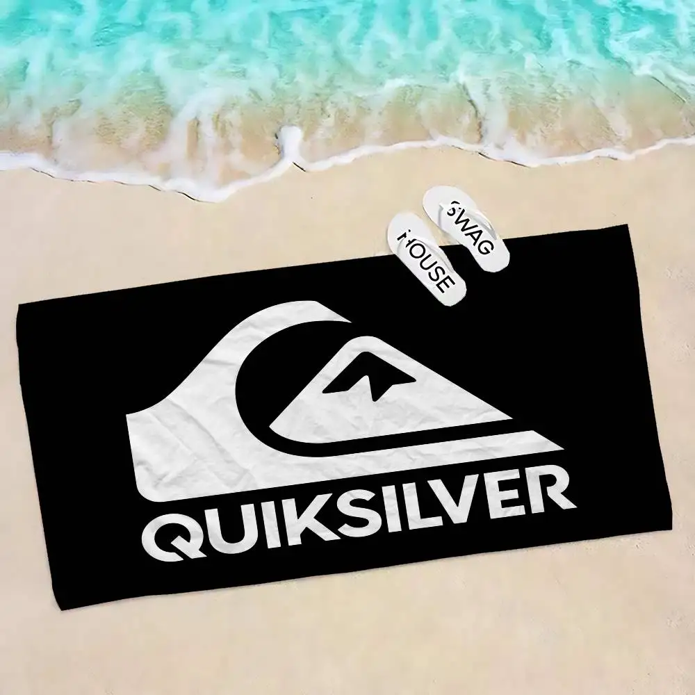 Q-QuiksilverS Logo ستوكات مطبوعة منشفة الشاطئ تسلق الجبال اليوغا الشاطئ السباحة الجري منشفة ناعمة ماصة #6