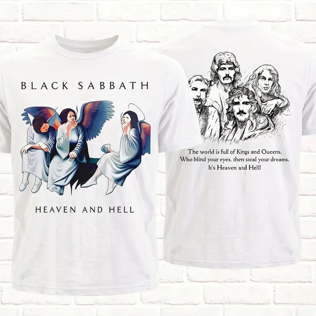 Black Sabbath Heaven and Hell Tour Graphic T-Shirt, Men's Retro Rock Band Short Sleeve, Southern Print Universal Version T-shirt