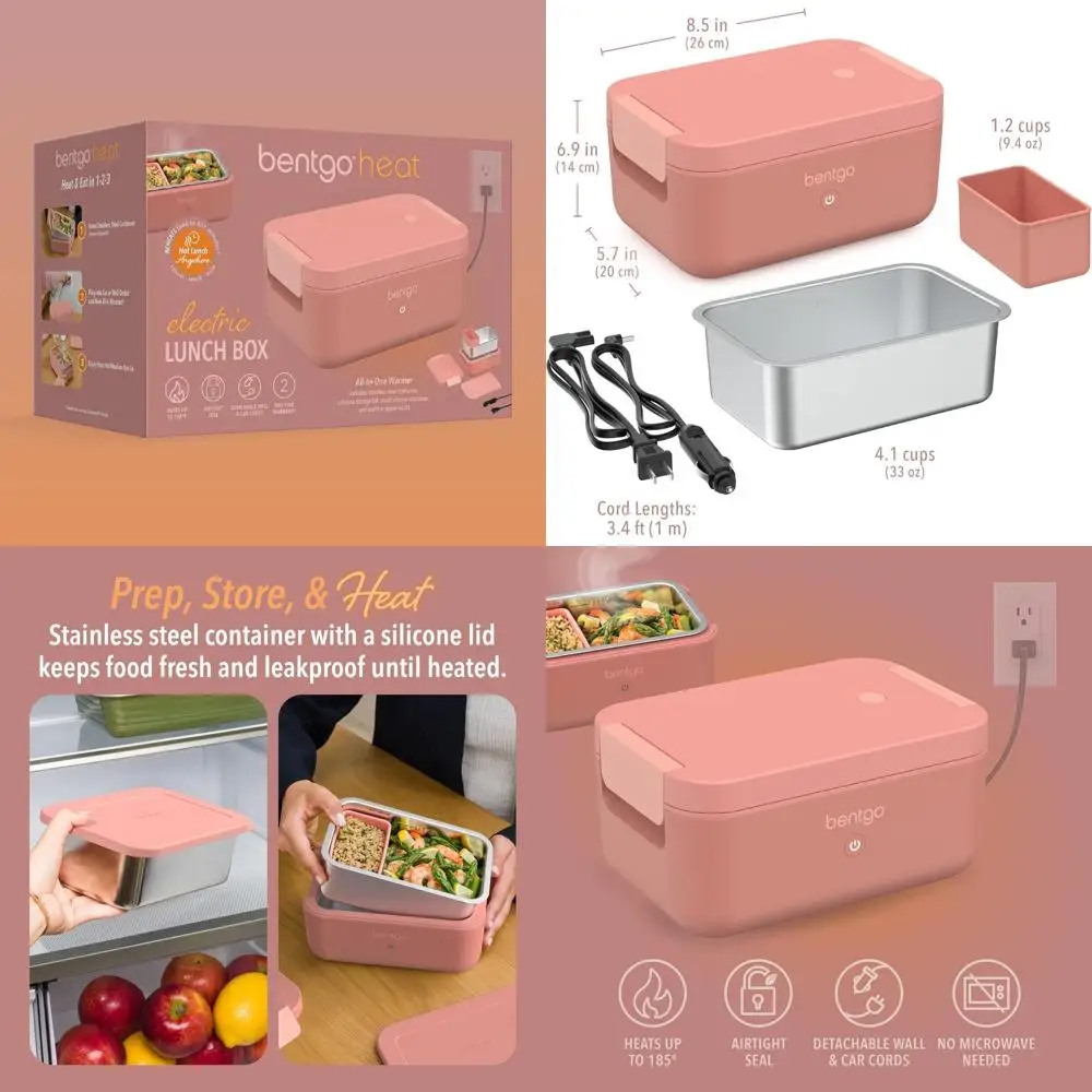 

Portable Electric Lunch Warmer for Adults - Heat Food on the Go, Suitable for Work, Travel, School, Ages 14+, 12V/24V & 120V Pow