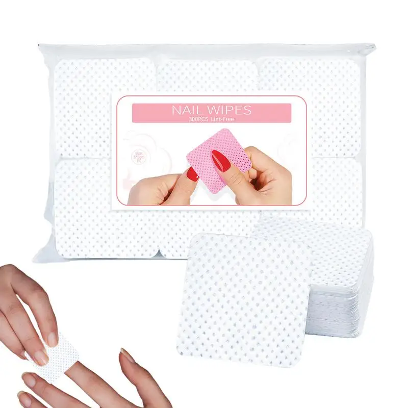 300pcs Nail Polish Remover Wipes Nail Cleaning Pads, Non Woven Nail Pads For Women Girl Beauty Salon