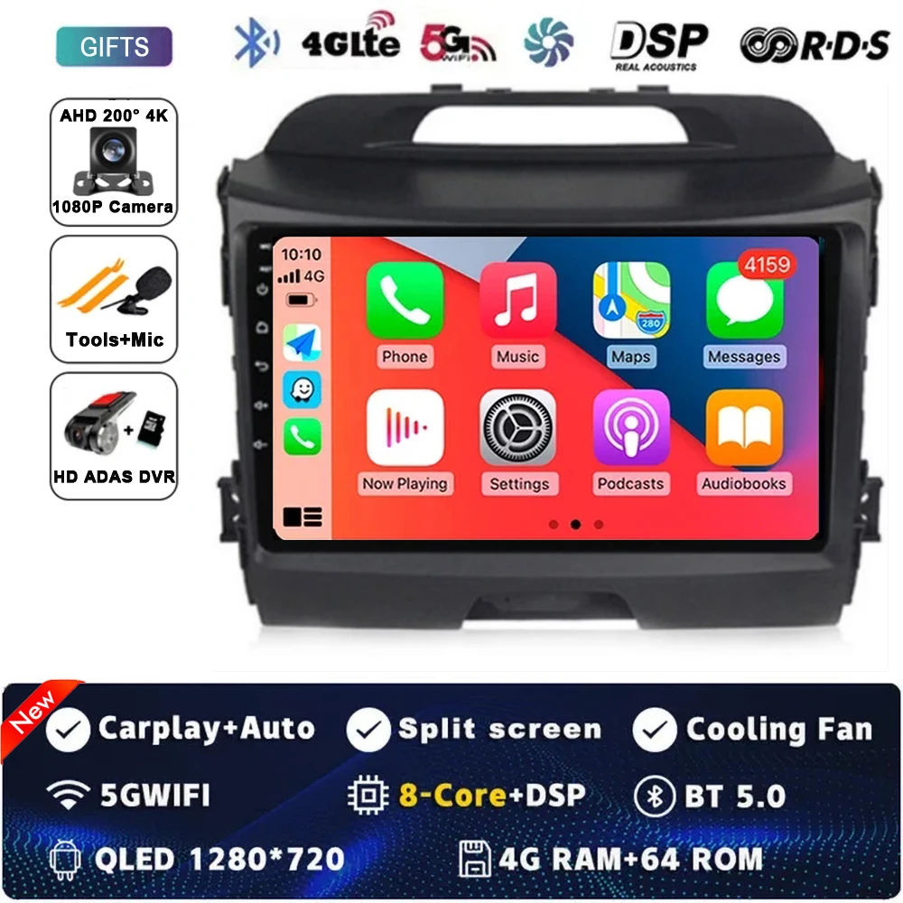 Android 15 Autoradio Android Voor KIA Sportage 3 Sportage R 2010-2016 Carplay Multimedia Speler autoradio 4G wifi Qualcomm 2din