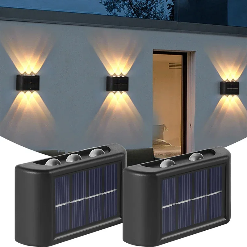 Imagem -03 - Solar Lâmpadas de Parede ao ar Livre Impermeável Powered Luzes up And Down Iluminar Jardim Cerca Porch Quintal Paisagem Decoração 10led