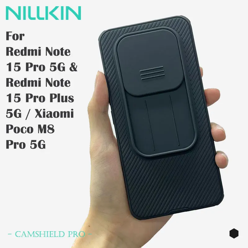 

NILLKIN Case For Redmi Note 15 Pro 5G/15 Pro+ 5G/Xiaomi Poco M8 Pro 5G, Slide Camera Cover, Privacy Protection, 4-Corner Airbag