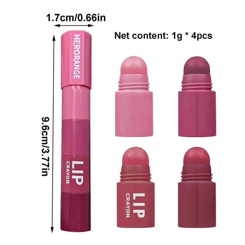 Lápiz labial mate 4 en 1, lápiz labial mate de terciopelo apilable, resistente al agua, no pegajoso, de larga duración, suministros de maquillaje labial para mujeres y adultos