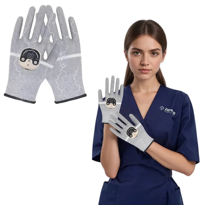 Silver Fiber Physiotherapy Microcurrent Conductive Massage Gloves for Wrinkle Removal Fatigue Relief Anti-Aging Acne-Prone Skin