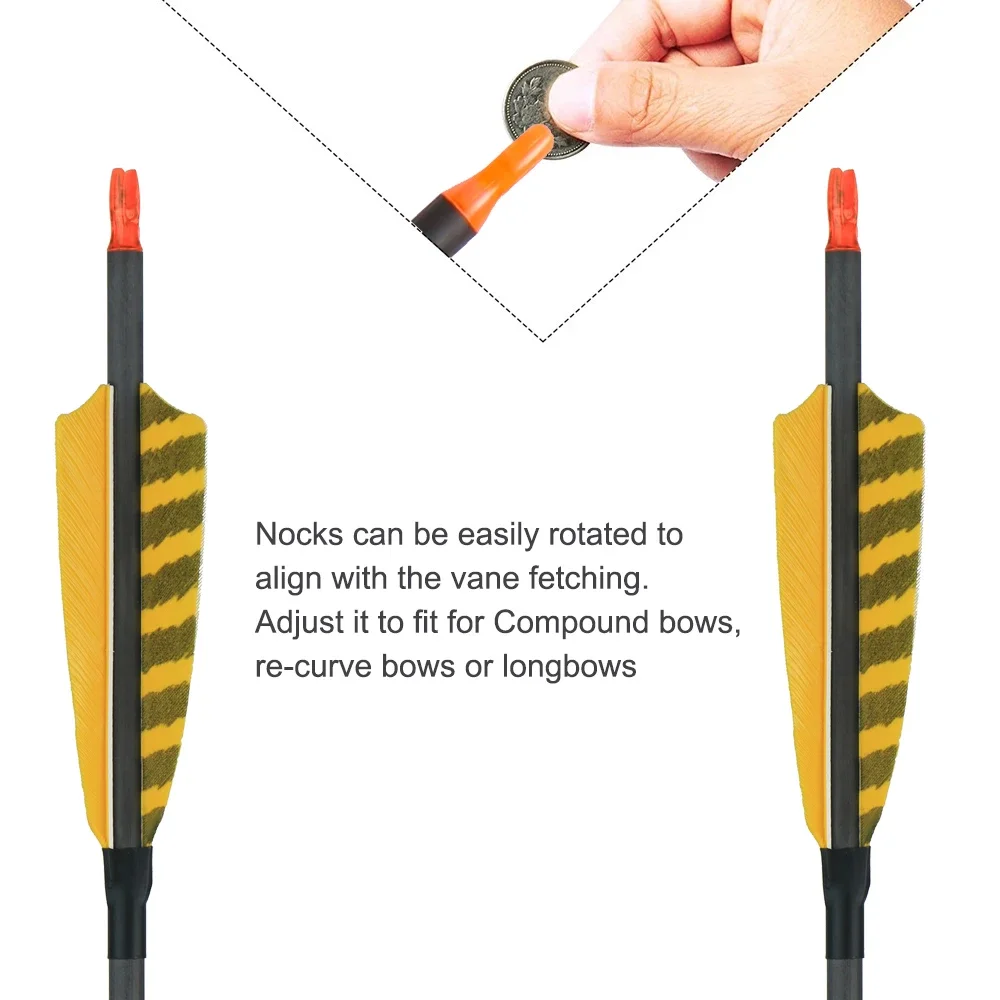 Boogschieten Pijl Zuivere Koolstof Pijl 32Inch Wervelkolom 400 Id 6.2Mm Verstelbare Nock Met Turkije Veer Voor Boogschieten Schieten jacht