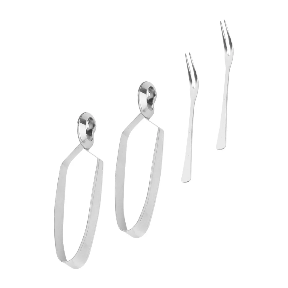 

4Pcs Premium Snail Tongs Forks Set Anti Scald Kitchen Tools High Strength Rustproof Food Serving Tongs Snail Tong and Fork