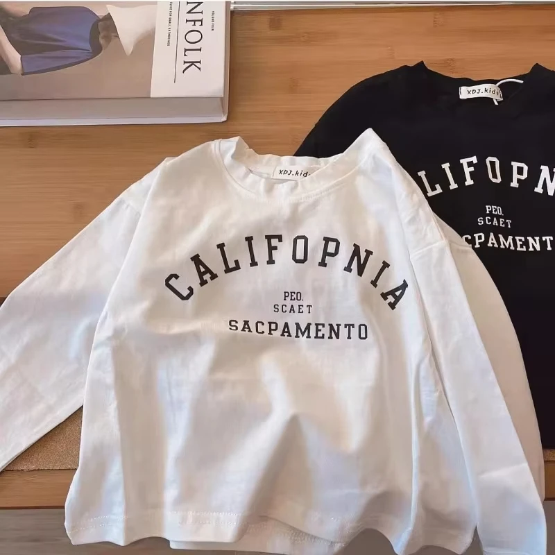 1 الأطفال تي شيرت 2025 الخريف طويلة الأكمام تي شيرت إلكتروني طباعة طاقم الرقبة المألوف العصرية تنوعا قاعدة طبقة أعلى