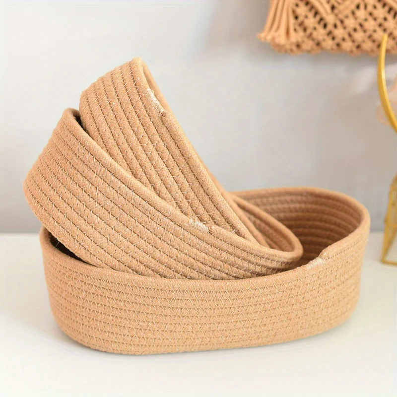 1PC Nordic Hand Woven Cotton Rope Storage Baskets Desktop Sundries Kids Toys Organizer Box Baby Dirty Clothes Laundry Basket