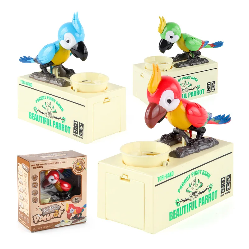 Pet Parrot Coin Munching Automatic Money Bank for Kids Electronic ATM Savings Box Birthday Christmas Hot Gift Toy for Boys Girls