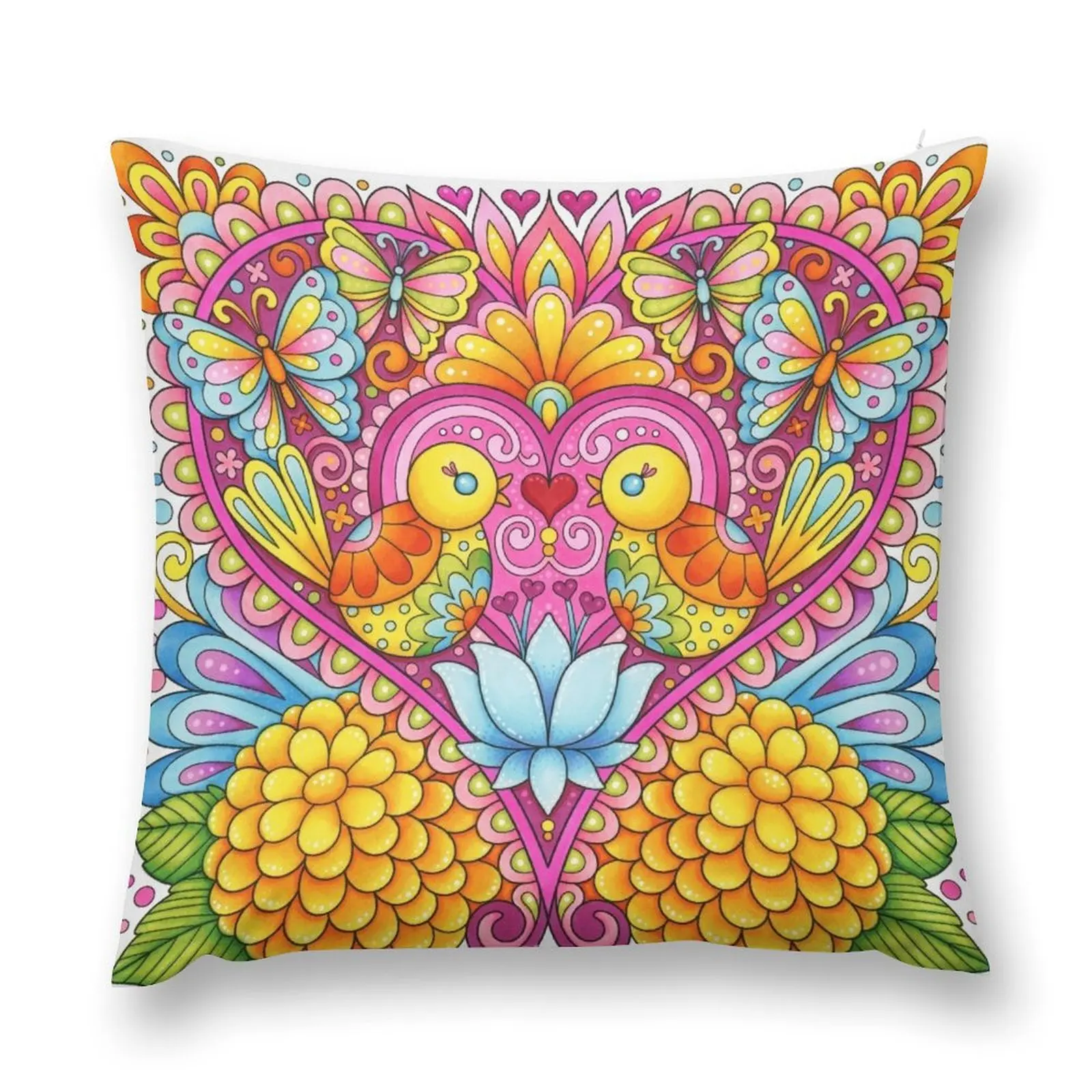 

Heart with Birds and Flowers - Art by Thaneeya McArdle Throw Pillow Pillowcases Cushion Covers Sofa Cushions For Sofa pillow