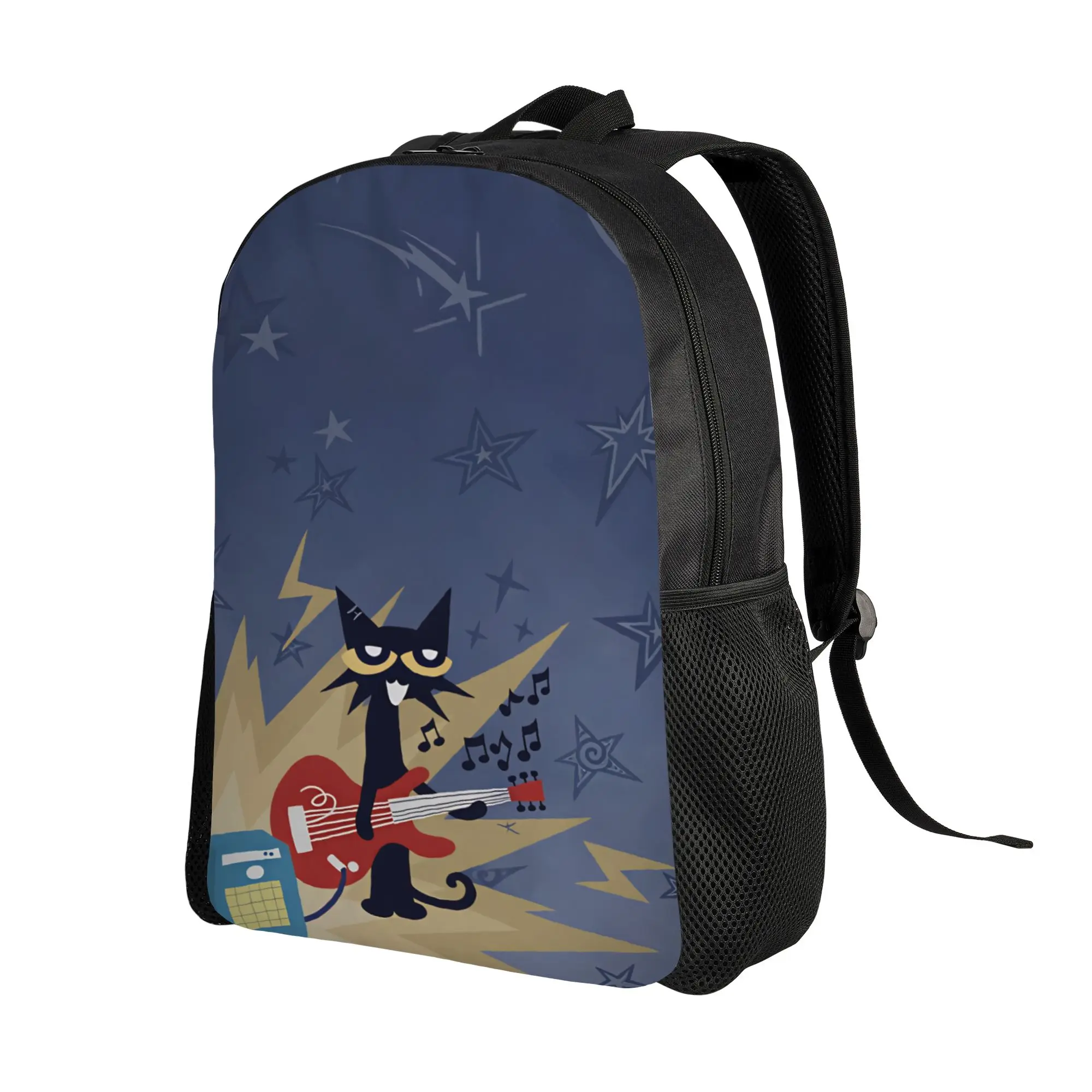 Pete The Cat Stars Comic Backpack Teen  Breathable Backpacks Polyester Casual High School Bags Sport Custom Rucksack