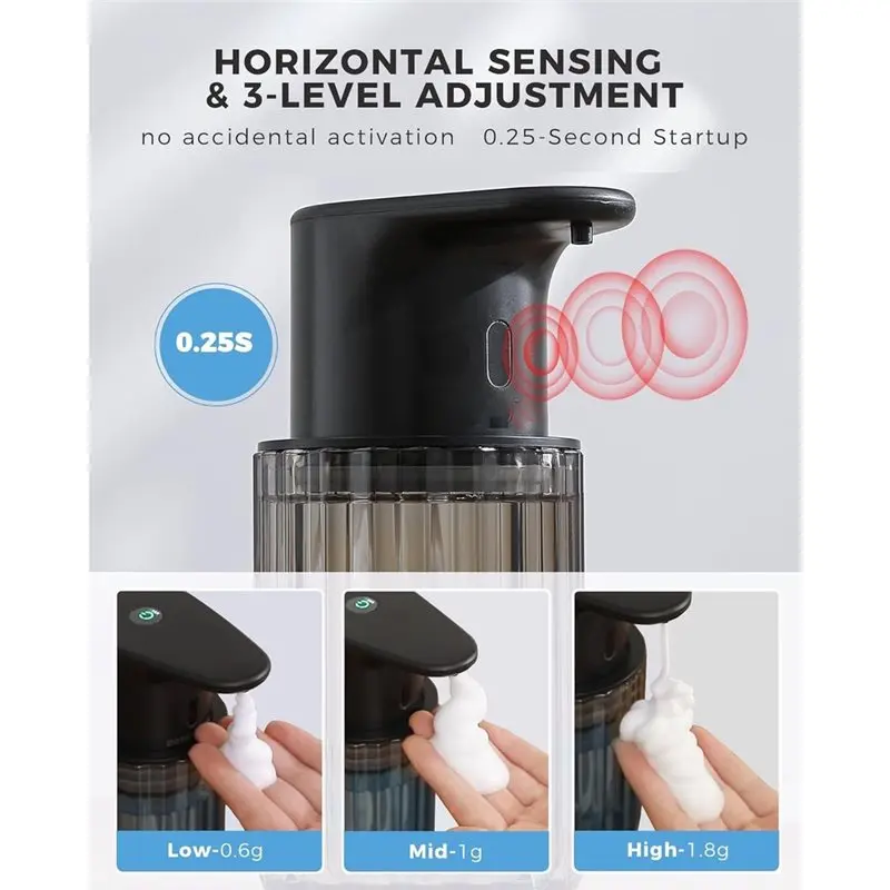 Automatic Foaming Soap Dispenser Touchless,USB Rechargeable Soap Dispenser Adjustable Foam Levels,For Bathroom & Kitchen-A68E