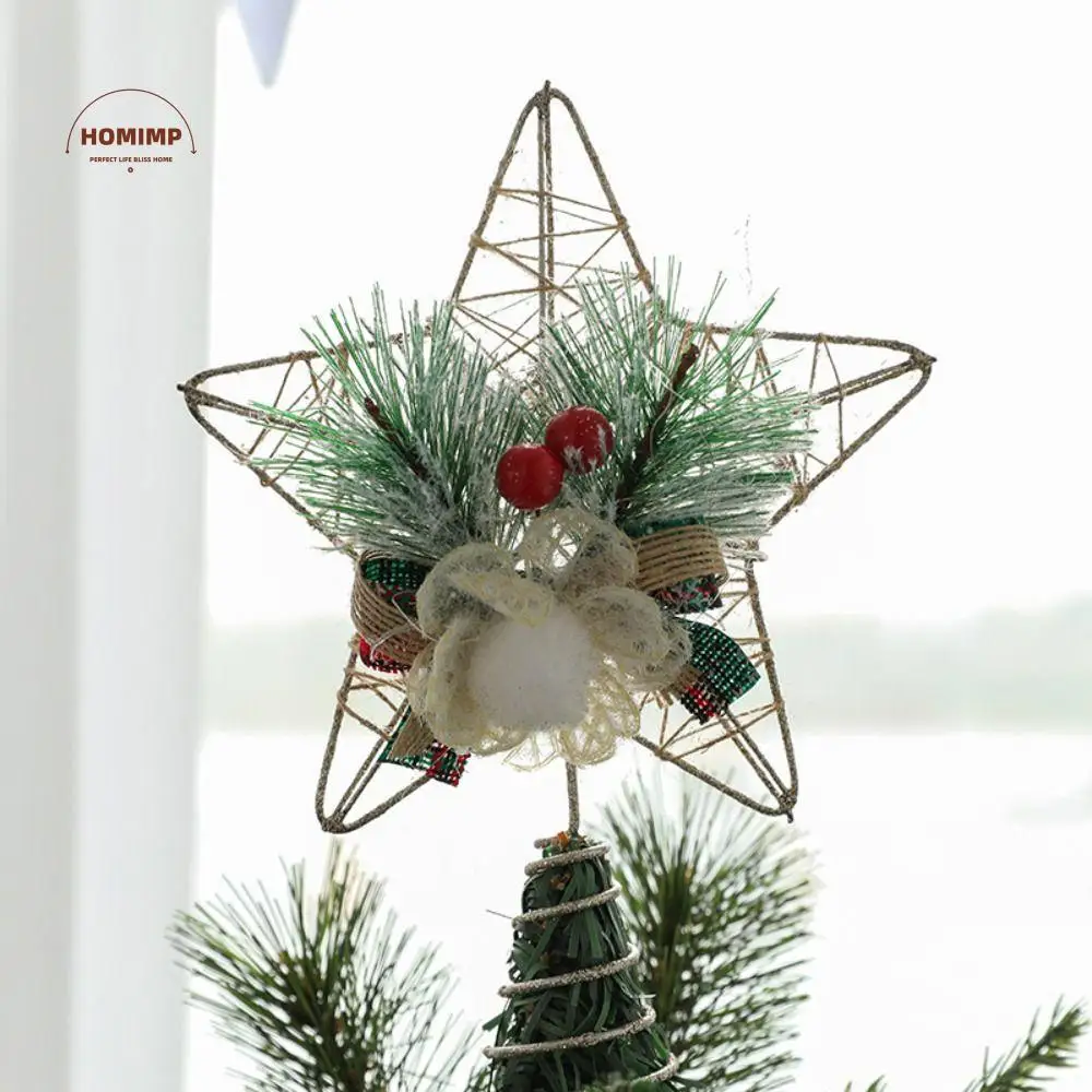 

Five-pointed Star Christmas Tree Top Star Colorful Iron Pentagram Ornament Hollow Out Handmade Christmas Tree Ornaments
