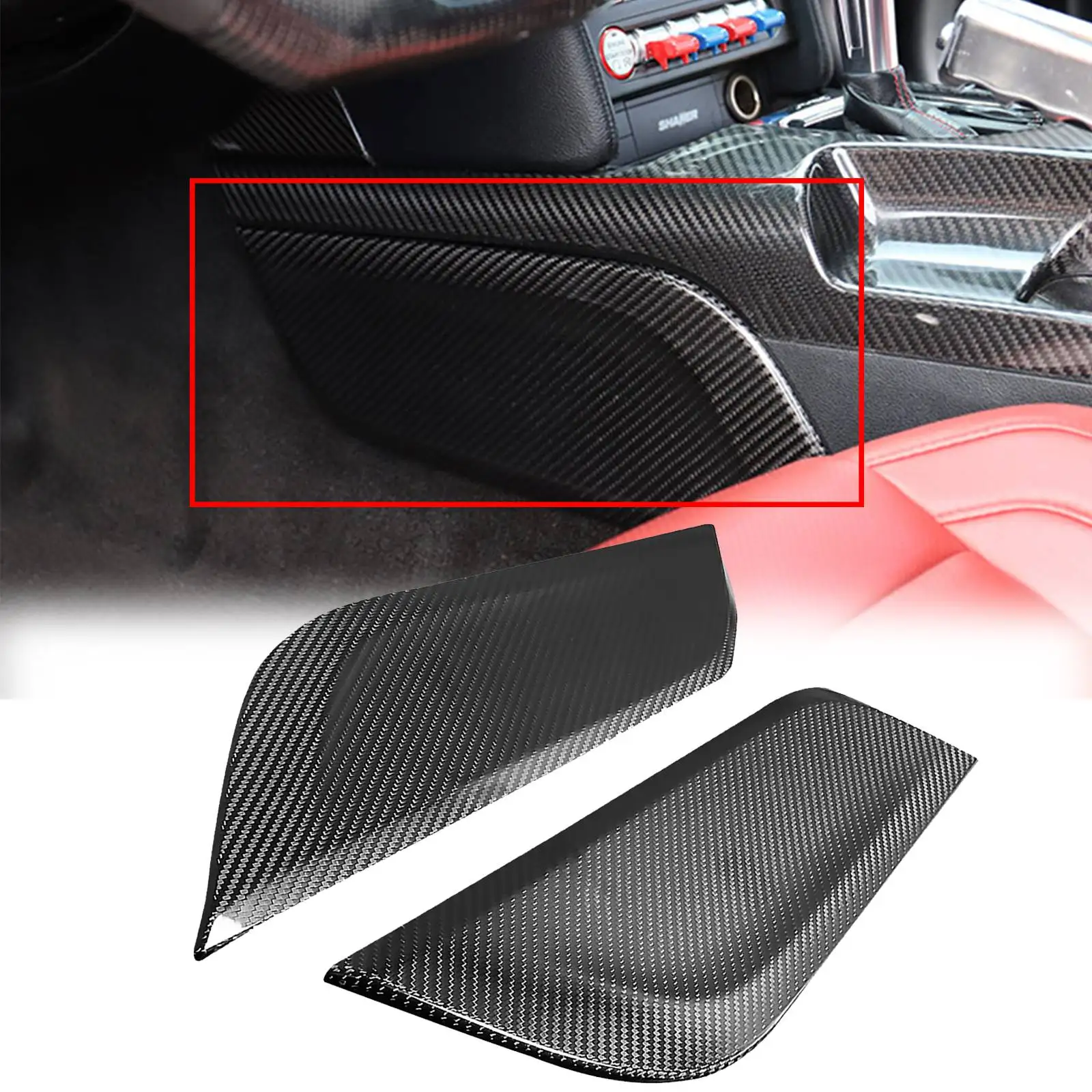 

Real Dry Carbon Fiber Car Interior Center Console Side Panel Trim Cover For Ford Mustang 2015-2018 Auto Decor Styling Accessorie