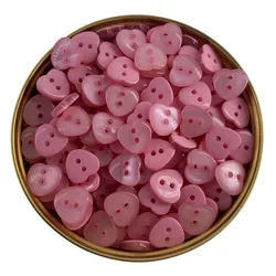 Botones de corazón rosa para camisa de niño, accesorios de costura de resina transparente, 50 piezas, 1/2 pulgadas, 11x12mm