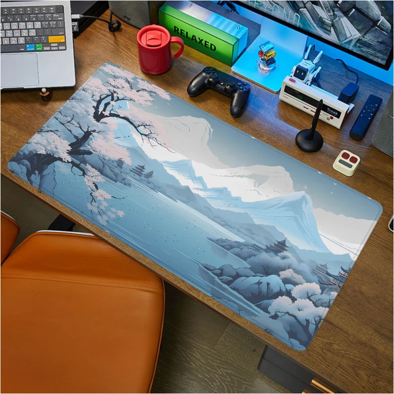 

Blue Japanese Landscape Mousepad Gamer Accessories Large Desk Mat Rubber Non-Slip Big Mouse Pad Computer Keyboard Pad 30x60cm